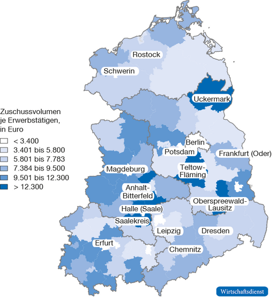 Regionale Verteilung GRW 1991 bis 2017