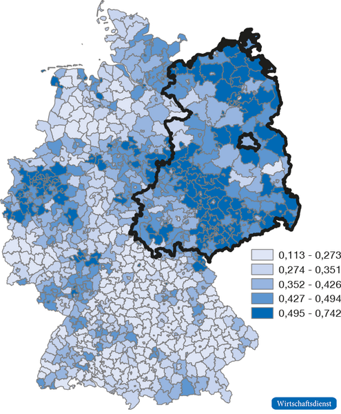 Der Anteil der Arbeiterklasse im Jahr 1925: Ost-West-Unterschiede vor Existenz der DDR